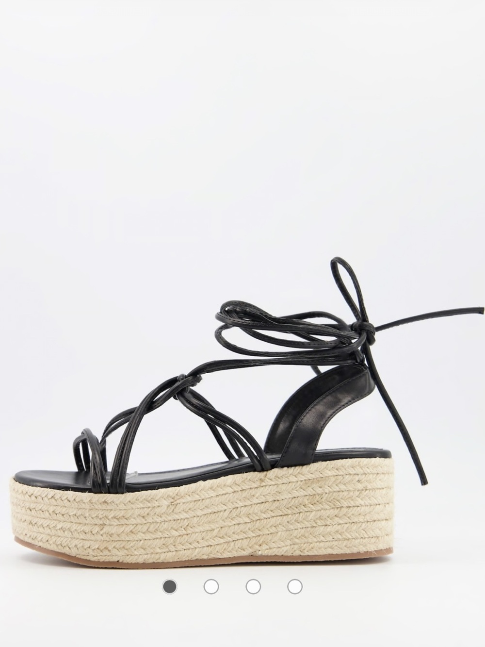 Glamorous Black Lace-Up Espadrille Platform Sandal
